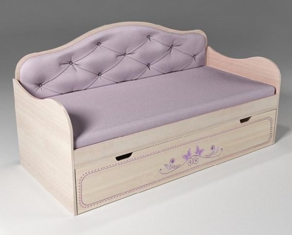 Одноярусная кровать «Фанки Лилак» с мягкой спинкой